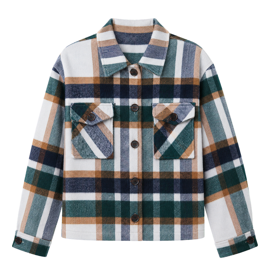 Harrow & Quinn Amelia Plaid Jacket in Pine Plaid flat product image transparent background