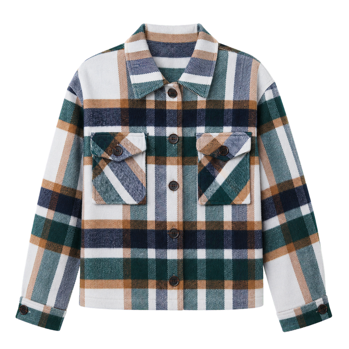 Harrow &amp; Quinn Amelia Plaid Jacket in Pine Plaid flat product image transparent background