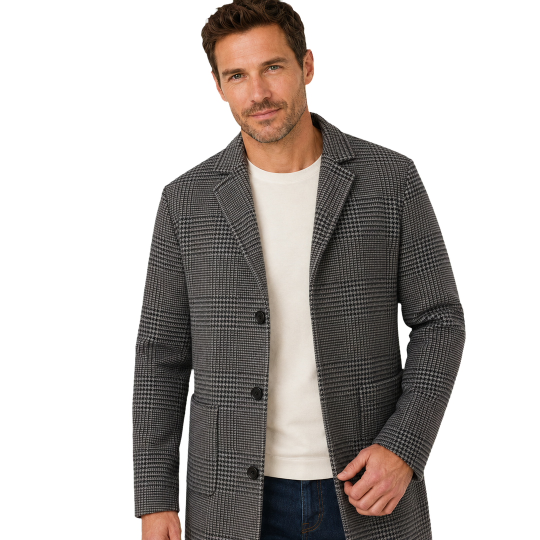 Ashford Glen Check Coat – Casual styling with white T-shirt and dark denim