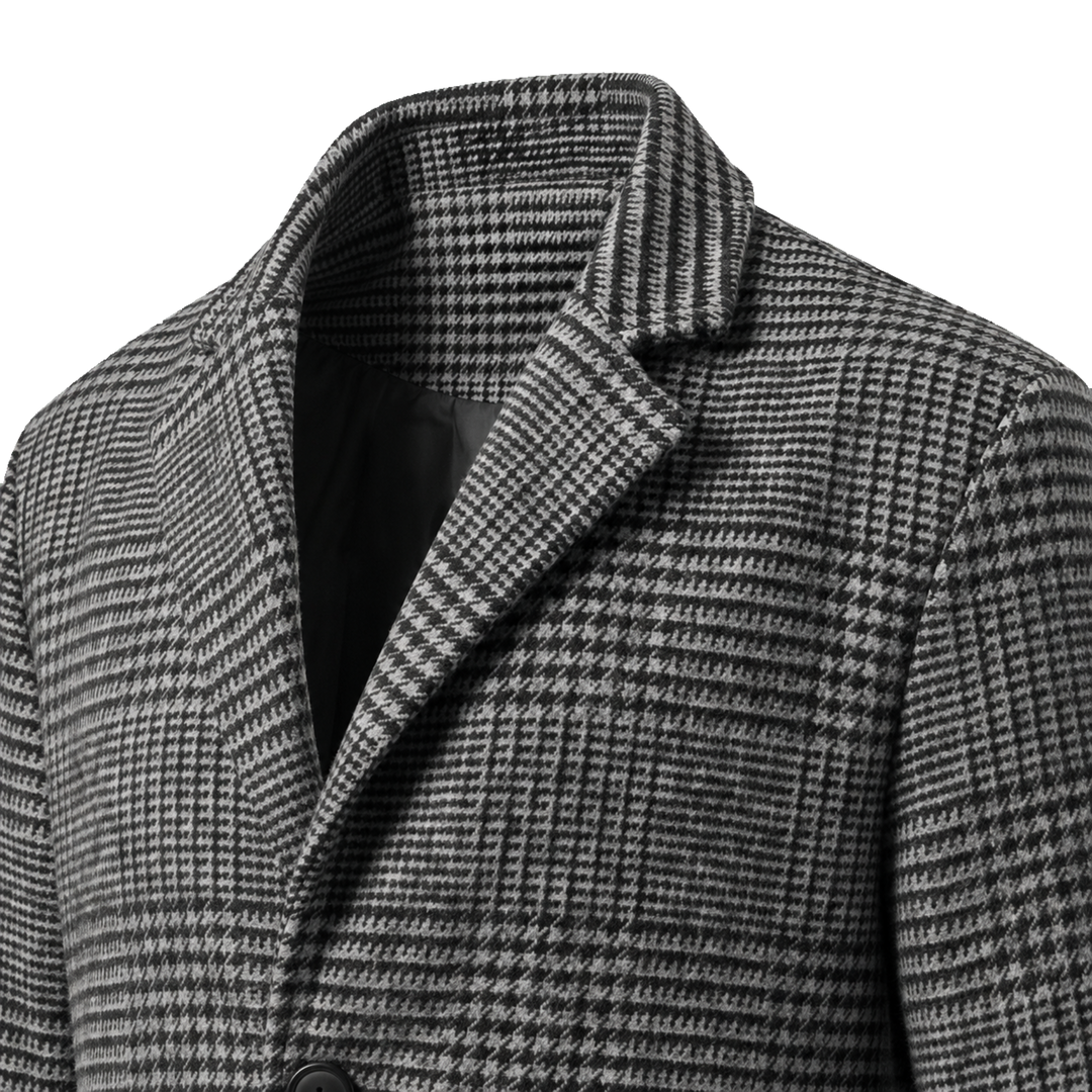 Ashford Glen Check Coat – Glen check weave and notch-lapel detail