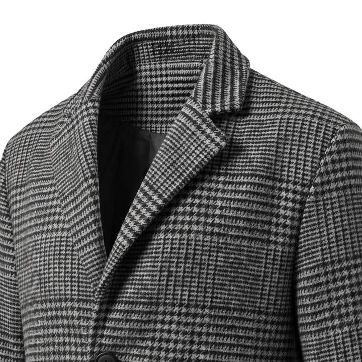 Ashford Glen Check Coat – Glen check weave and notch-lapel detail