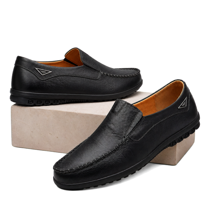 Camden Leather Driving Loafers in Onyx editorial product pair
