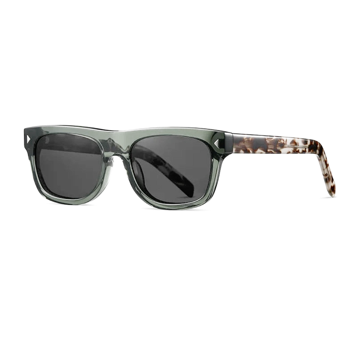 Harrow &amp; Quinn Charlie Polarized Square Sunglasses in Sage flat product image on a transparent background