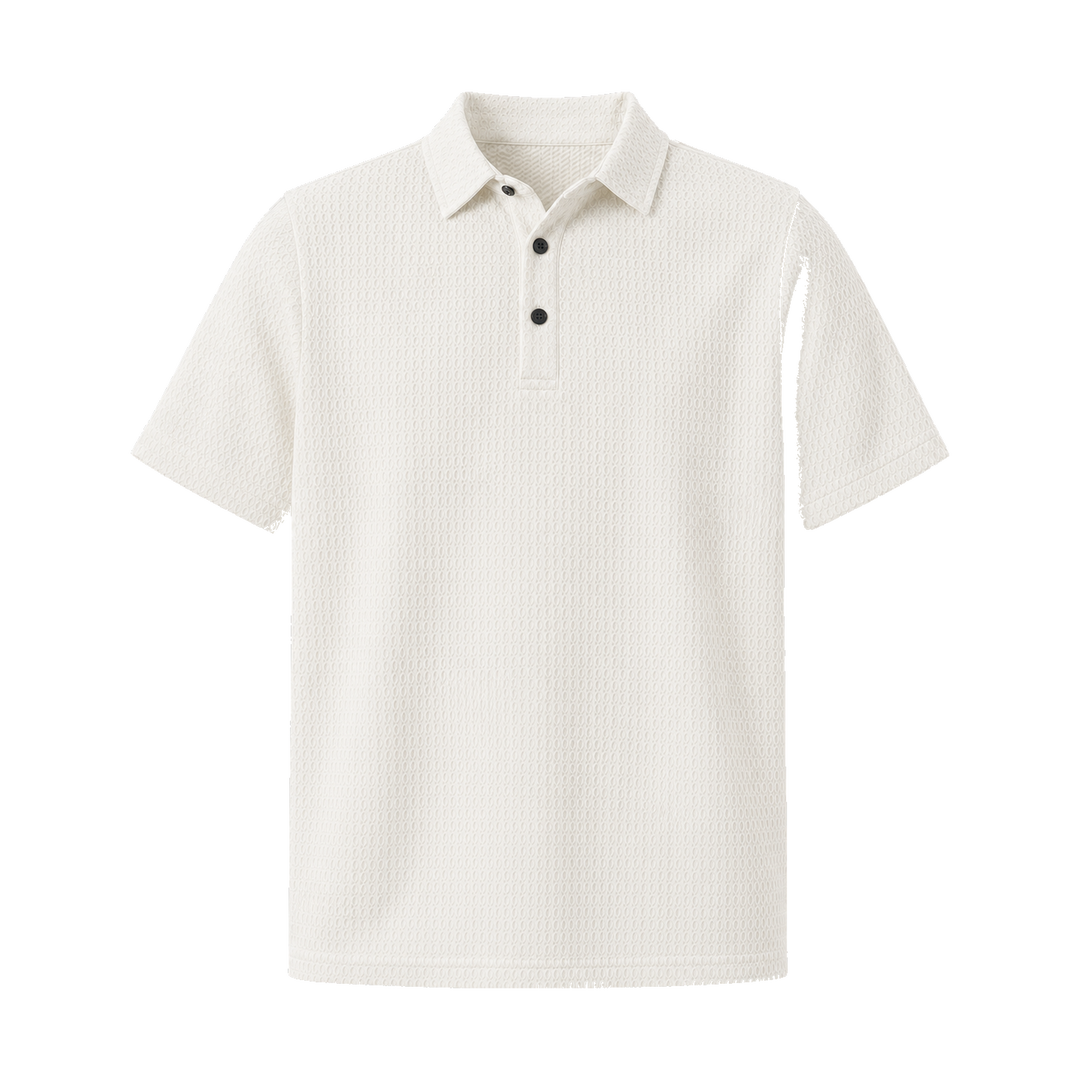 Harrow &amp; Quinn Emerson Polo in Ivory flat product image transparent background