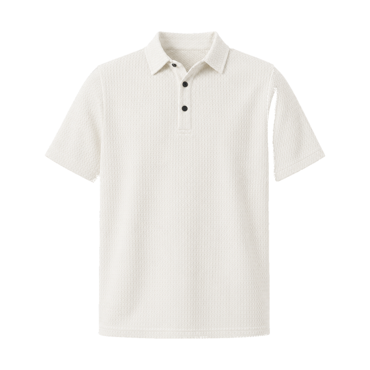 Harrow &amp; Quinn Emerson Polo in Ivory flat product image transparent background