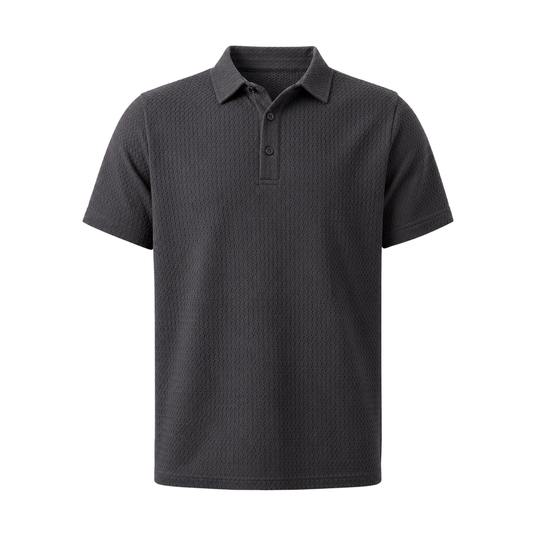 Harrow &amp; Quinn Emerson Polo in Charcoal flat product image transparent background