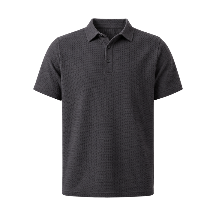 Harrow &amp; Quinn Emerson Polo in Charcoal flat product image transparent background