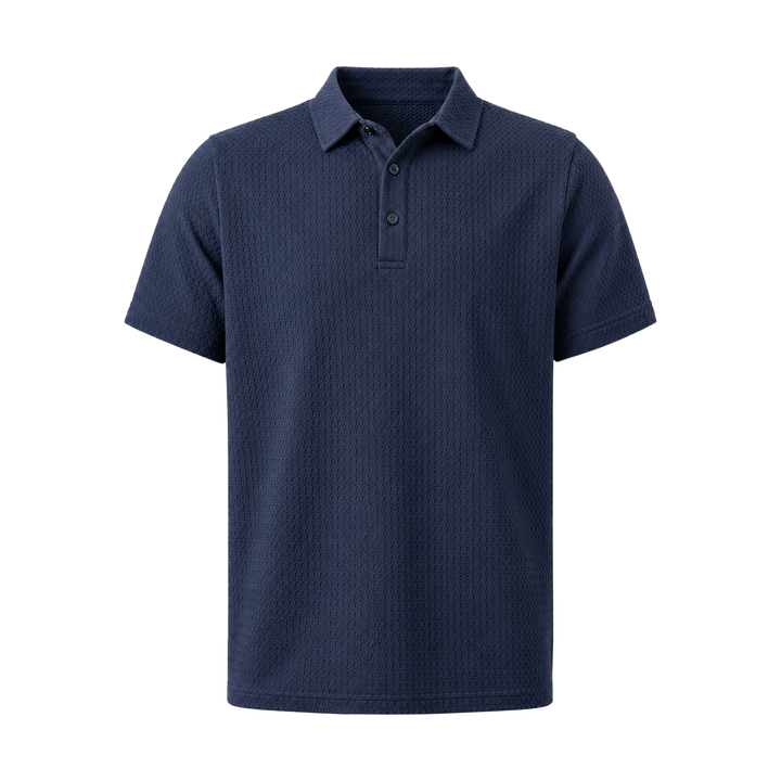 Harrow &amp; Quinn Emerson Polo in Indigo flat product image transparent background