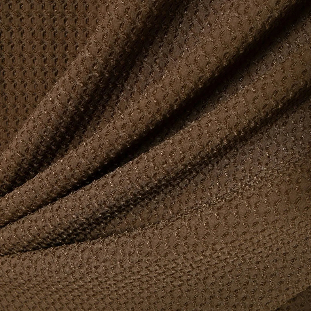 Harrow &amp; Quinn Emerson Polo in Walnut raised textured fabric detail