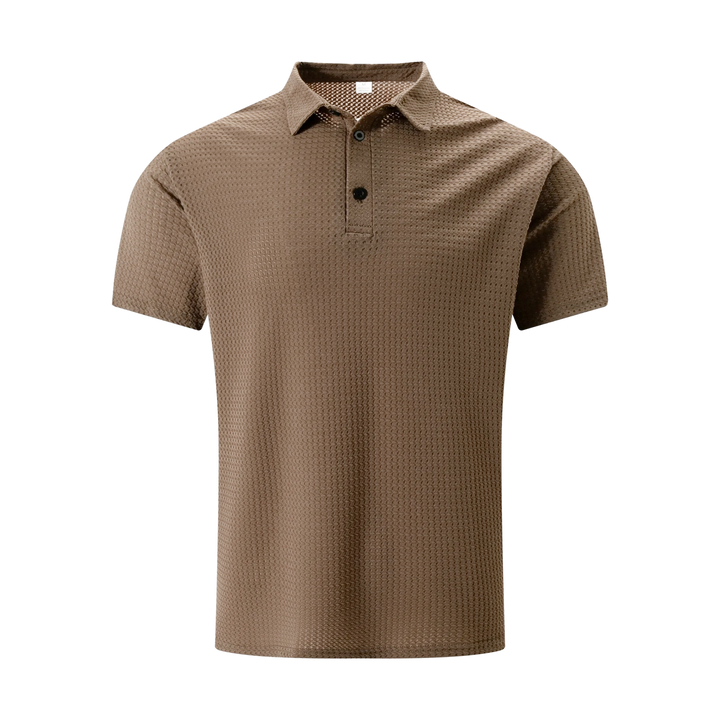 Harrow &amp; Quinn Emerson Polo in Walnut flat product image transparent background