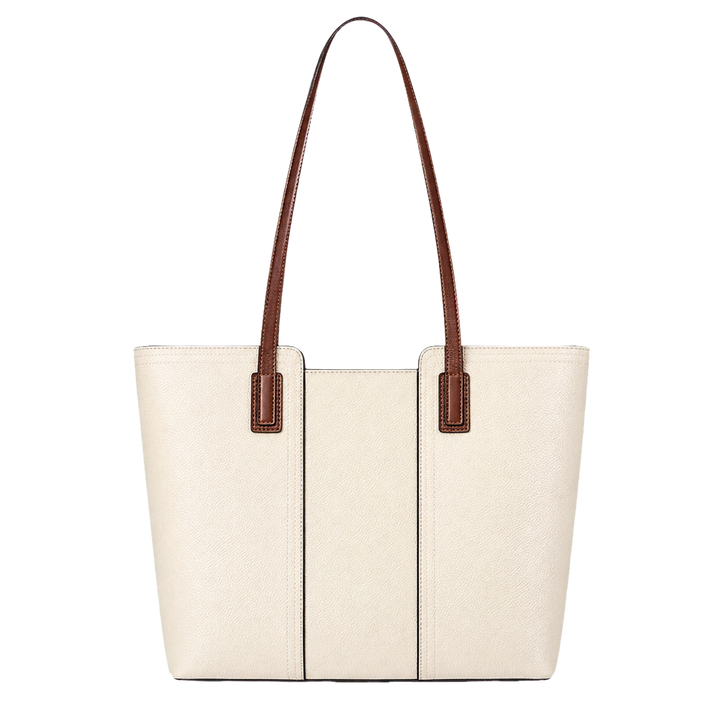 Harrow &amp; Quinn Sloane Leather Work Tote in Ivory flat product image transparent background