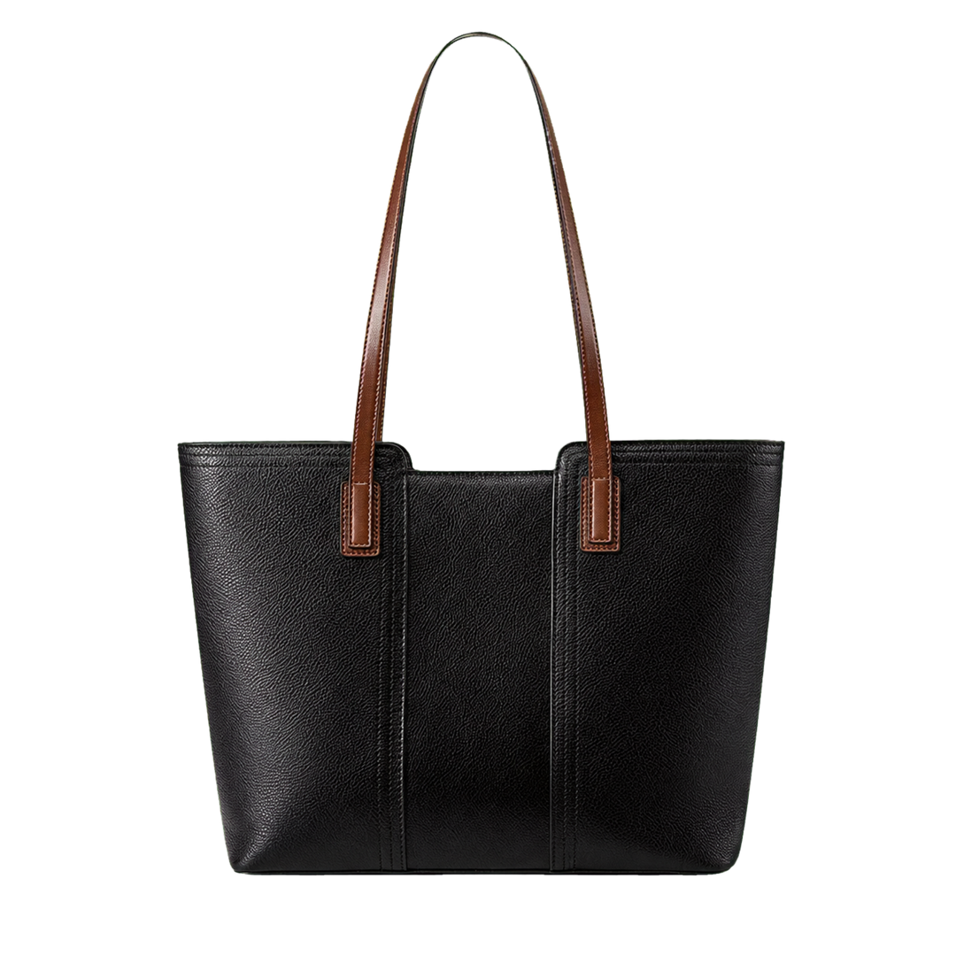 Harrow & Quinn Sloane Leather Work Tote in Onyx flat product image transparent background