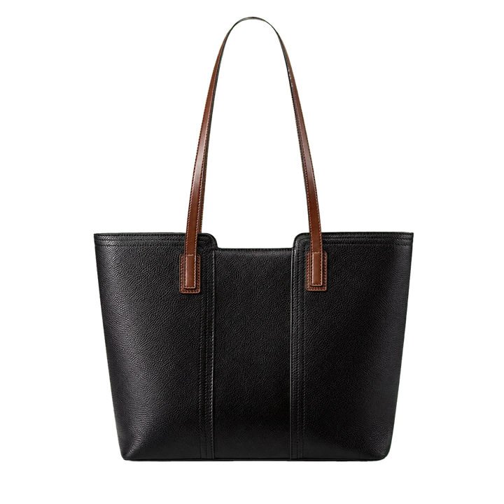 Harrow &amp; Quinn Sloane Leather Work Tote in Onyx flat product image transparent background