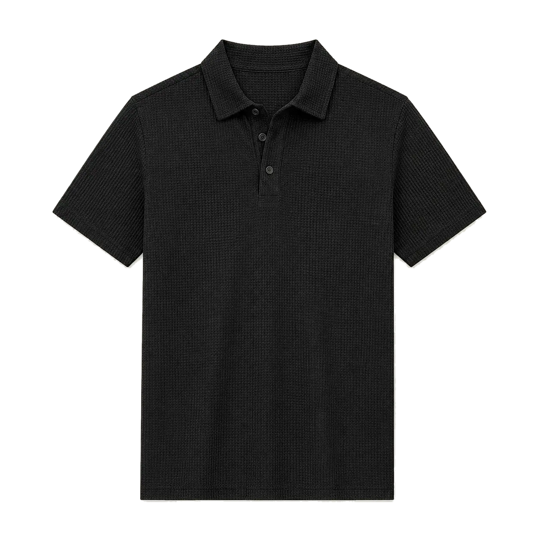 Harrow & Quinn Mercer Ice Silk Polo in Onyx flat product image transparent background