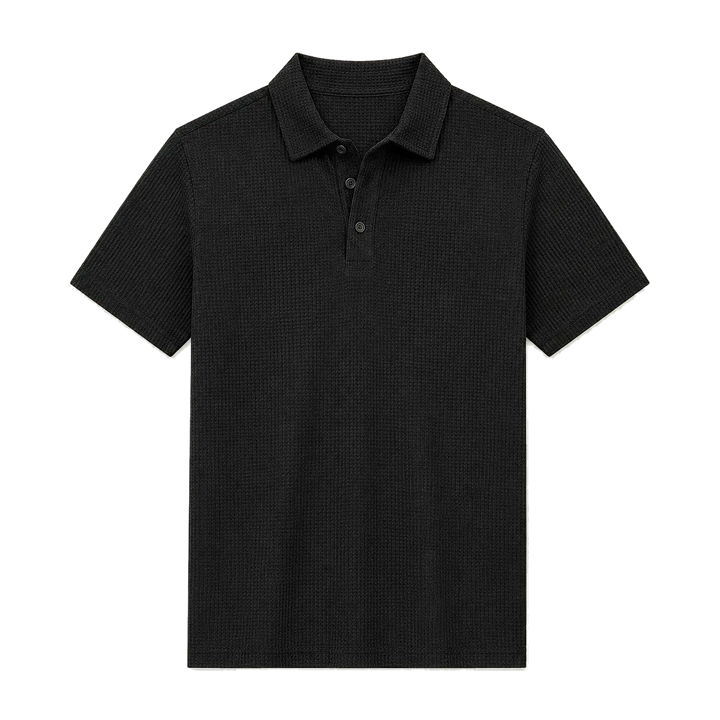 Harrow &amp; Quinn Mercer Ice Silk Polo in Onyx flat product image transparent background
