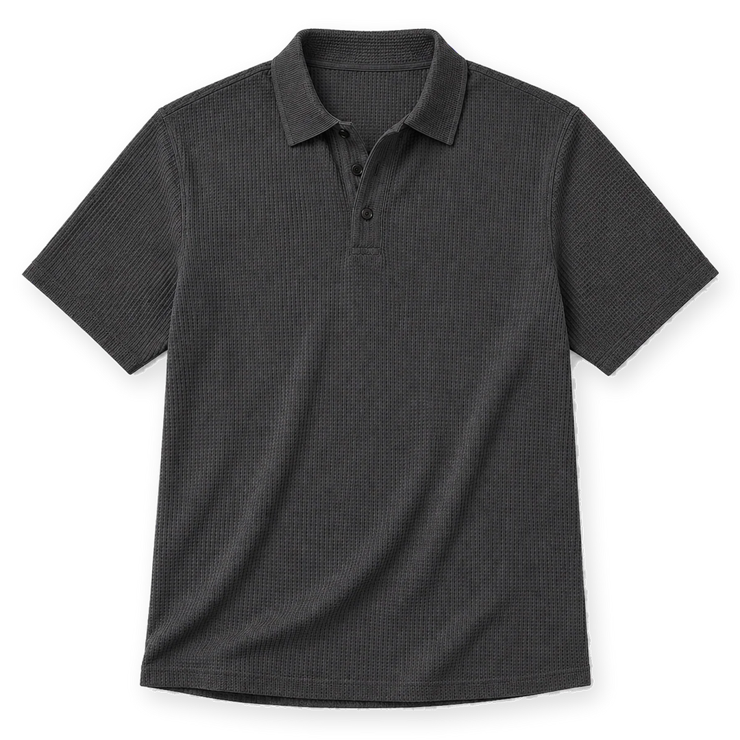 Harrow & Quinn Mercer Ice Silk Polo in Charcoal flat product image transparent background