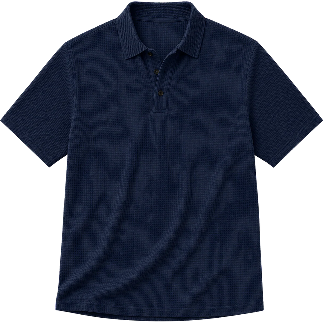 Harrow & Quinn Mercer Ice Silk Polo in Indigo flat product image transparent background