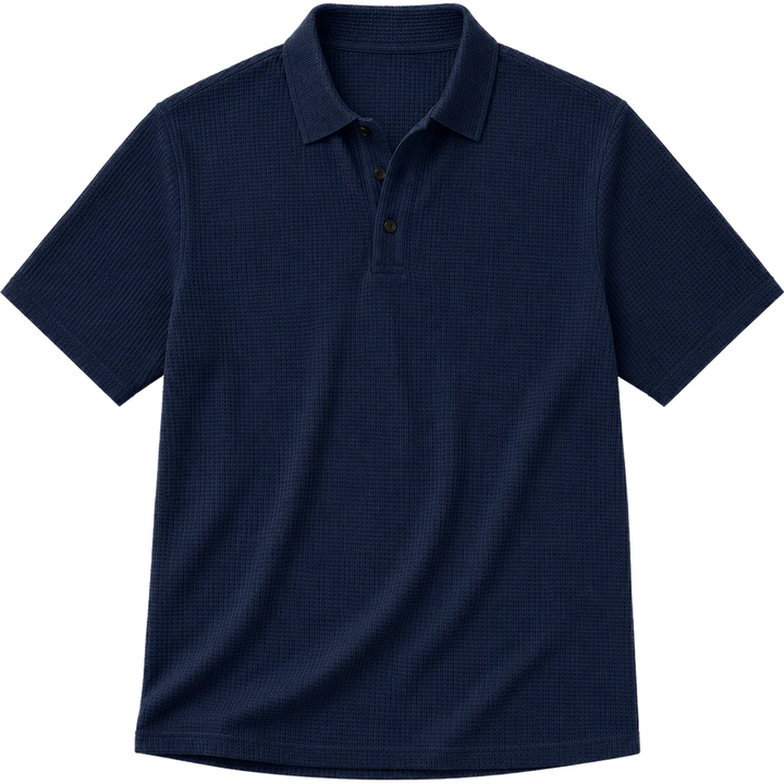 Harrow &amp; Quinn Mercer Ice Silk Polo in Indigo flat product image transparent background