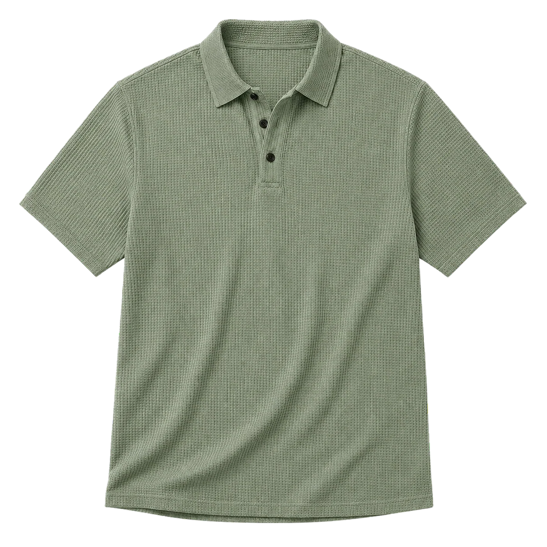 Harrow & Quinn Mercer Ice Silk Polo in Sage flat product image transparent background