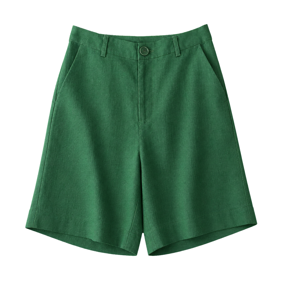 Harrow &amp; Quinn Savannah Tailored Bermuda Shorts in Emerald flat product image transparent background
